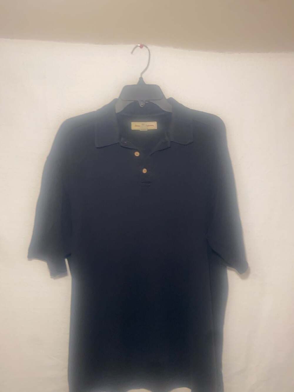 Tommy Bahama Men's Large Black Silk Cotton Blend Polo Shirt